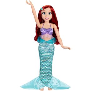 Disney Princess Ariel My Size 32" Tall Playdate Ariel Doll with Long Flowing Hair & Dinglehopper Hairbrush, Poseable Little Mermaid Doll