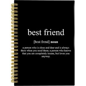 Knibeo Best Friend Notebook Journal - Gifts for Best Friend, Friendship Gifts for Women Friends, Birthday Gifts for Best Friend, Bestie BFF Gifts, 5.5×8.3 Spiral Bound Notebook with 164 Pages, Black