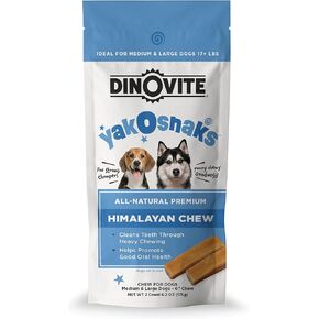Dinovite YakoSnaks - Himalayan Yak Chews for Dogs - Long Lasting and Low Odor Yak Cheese Dog Chews (Medium/Large Dogs)
