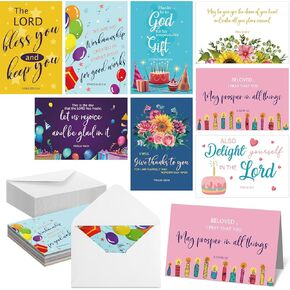 Zhanmai 24 Pcs Religious Birthday Cards Bulk with Scripture Bible Verse Assorted Christian Blessings Birthday Greeting Cards 4 x 6 Inch Inspirational Cards with Envelopes(Scenic Style) in Kuwait