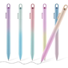 Ombre Aesthetic Gel Pens Set of 6,Extra Smooth Aurora Cute Pens for Jouranling Note Taking, Fine Point 0.5 mm, Quick Drying Black Ink Pens Non Smear, Office Gift for Men Women