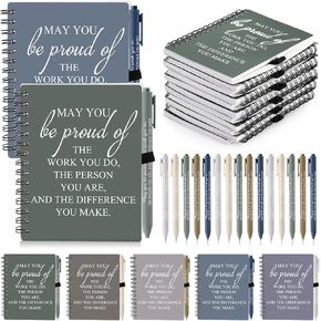 Honoson 20 Sets Employee Appreciation Gifts Employee Appreciation Notebook with Ballpoint Pen Mini Spiral Inspiration Notebook Thank You Bulk Christmas Gift for Employee Coworker Teacher