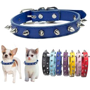 Spike Collar for Small Dogs Studded Spiked Collar Rivet Stud Cat Kitten Puppy Collar Mushrooms Pet Collars Girl Female Boy for XS Small Medium Large Blue S