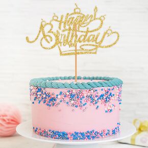 كعكة عيد ميلاد سعيد ، 1 PCS Golden Golden Glitter Cake Topper ، ديكور حفلة عيد ميلاد ، زخرفة كعكة عيد الميلاد