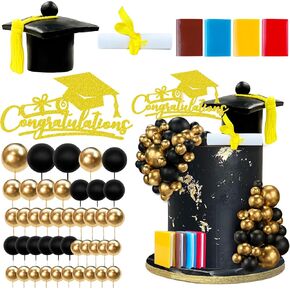 50 PCS GOD GOLD CAKE TOPPER تخرج التخرج ديكورات كعكة التهاني مستلزمات التخرج لحفلات التخرج