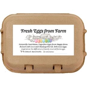 100 Sheets Egg Carton Labels 4 x 2" Stickers Decal Farm Fresh Eggs Chicken coop Supplies Blank Cartons 6 12 15 18 30 48 50 Count Basket Box Container (T00117-100)