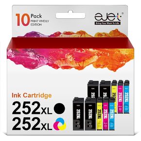 ejet Remanufactured Ink Cartridge High Capacity Replacement for Epson 252 Ink Cartridges Combo Pack 252XL for Workforce WF-7110 WF-7720 WF-7710 WF-3620 WF-3640(4 Large Black, 2Cyan, 2Magenta, 2Yellow)