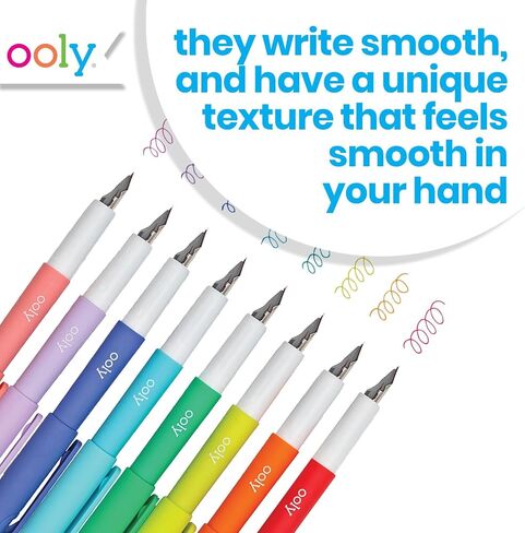 Ooly Color Write Colorful Fountain Pens, Pack of 8 Colored Ink Fountain Pens that Use Refillable Ink Cartridges, Fine Tip for Calligraphy Drawing, Handlettering in Saudi Arabia