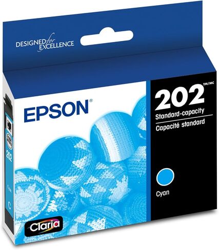 يعمل Epson 202 Claria Ink Standard Carty Cantridge (T202220-S) مع القوى العاملة WF-2860 ، التعبير XP-5100 in Kuwait