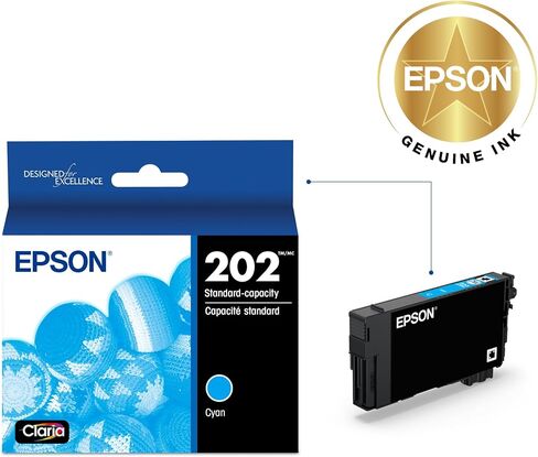 يعمل Epson 202 Claria Ink Standard Carty Cantridge (T202220-S) مع القوى العاملة WF-2860 ، التعبير XP-5100 in Kuwait
