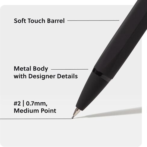 U Brands Cambria Mechanical Pencils, Set of 2, Midnight Black, Soft Touch, Medium (0.7 mm) Point, Lead and Eraser Refills in Saudi Arabia
