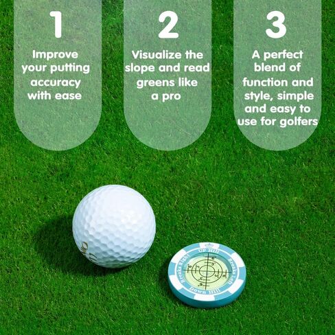 SlopeMaster ProGreen Reader - Golf Hat Clip Ball Marker with High Precision Green Reading Aid Golf Accessories for Men Women(Black) (Poker Chip, Dark Gray) in Saudi Arabia