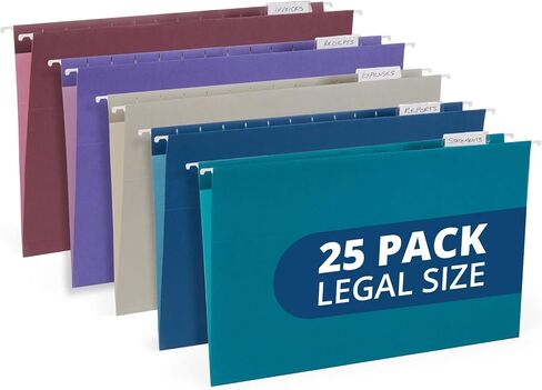 25 Blue Summit Supplies Yellow Legal Size Hanging File Folders - Durable 11pt Paper, Hanging Legal File Folders Yellow with Plastic Tabs and Inserts, Legal Size Filing, Hanging Legal Size File Folders in Saudi Arabia
