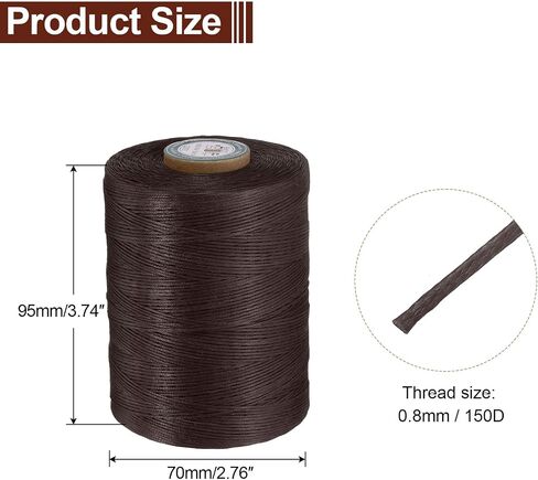 uxcell Flat Leather Sewing Waxed Thread, 780m / 853 Yards Wax Polyester String, 0.8mm Waxed Stitching Cord for Leather Crafts, Bookbinding, Bracelets Braided, Burgundy in Saudi Arabia