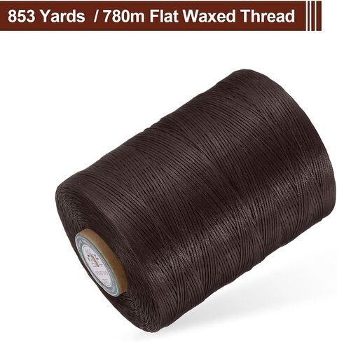 uxcell Flat Leather Sewing Waxed Thread, 780m / 853 Yards Wax Polyester String, 0.8mm Waxed Stitching Cord for Leather Crafts, Bookbinding, Bracelets Braided, Burgundy in Saudi Arabia