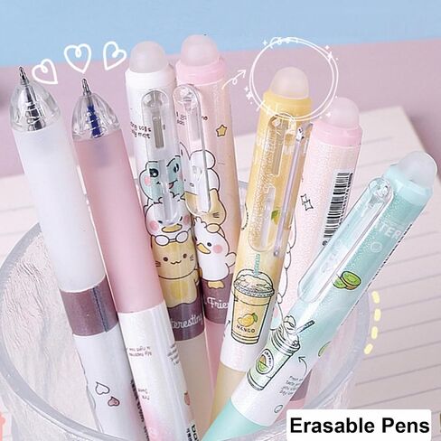 4 Pcs Erasable Gel Pens Cartoon Retractable Erasable Pens Cute Animal Erasable Pens 0.5mm Black Ink Writing Pen Office School Pens Women Girls Boys Pens (Animal-Black Ink) in Kuwait