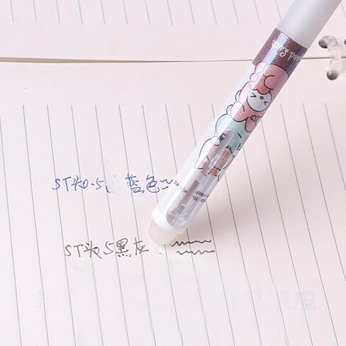 4 Pcs Erasable Gel Pens Cartoon Retractable Erasable Pens Cute Animal Erasable Pens 0.5mm Black Ink Writing Pen Office School Pens Women Girls Boys Pens (Animal-Black Ink) in Kuwait