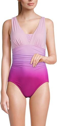 Lands' End Womens Slender Suit Grecian One Piece Swimsuit BlackBerry Plus 16w in Saudi Arabia