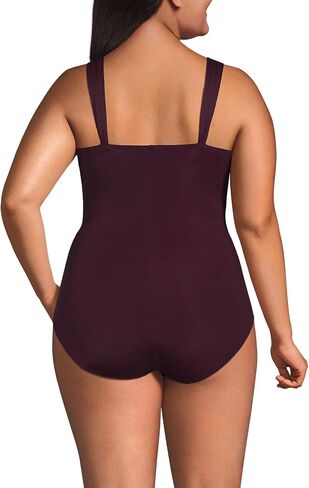 Lands' End Womens Slender Suit Grecian One Piece Swimsuit BlackBerry Plus 16w in Saudi Arabia