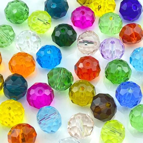 JMassyang 60pcs 10 مم حبات زجاجية بلورية من Briolette حبات Briolette مع حبات الفواصل الفضفاضة لمجوهرات DIY صنع أساور قلادات أقراط الرياح (متعددة الألوان) in Kuwait