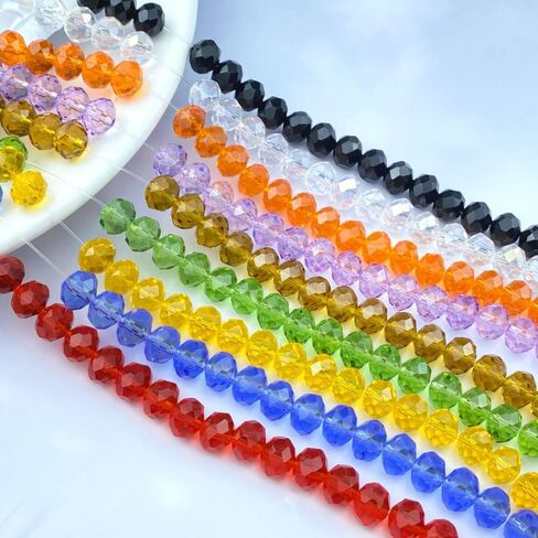JMassyang 60pcs 10 مم حبات زجاجية بلورية من Briolette حبات Briolette مع حبات الفواصل الفضفاضة لمجوهرات DIY صنع أساور قلادات أقراط الرياح (متعددة الألوان) in Kuwait