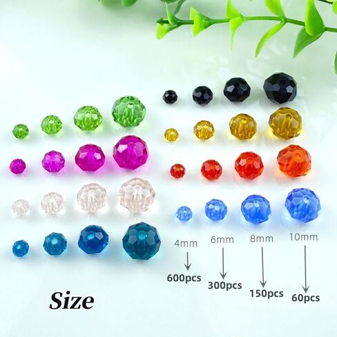 JMassyang 60pcs 10 مم حبات زجاجية بلورية من Briolette حبات Briolette مع حبات الفواصل الفضفاضة لمجوهرات DIY صنع أساور قلادات أقراط الرياح (متعددة الألوان) in Kuwait