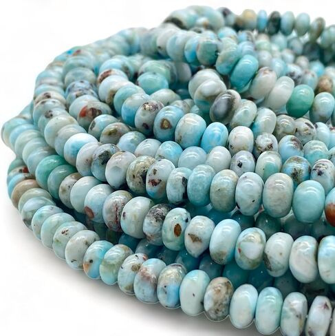 ABCGEMS Mexican Blue Angel Hemimorphite Beads- Rarest Color (Grade AAA - Uniform Color- Excellent Clarity & Luster) Crystal Energy DIY Jewelry Making Smooth Rondelle 8mm in Kuwait