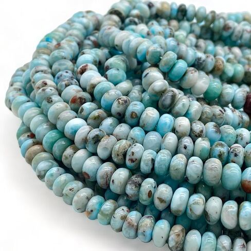ABCGEMS Mexican Blue Angel Hemimorphite Beads- Rarest Color (Grade AAA - Uniform Color- Excellent Clarity & Luster) Crystal Energy DIY Jewelry Making Smooth Rondelle 8mm in Kuwait
