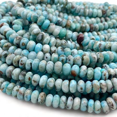 ABCGEMS Mexican Blue Angel Hemimorphite Beads- Rarest Color (Grade AAA - Uniform Color- Excellent Clarity & Luster) Crystal Energy DIY Jewelry Making Smooth Rondelle 8mm in Kuwait