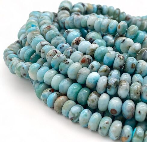 ABCGEMS Mexican Blue Angel Hemimorphite Beads- Rarest Color (Grade AAA - Uniform Color- Excellent Clarity & Luster) Crystal Energy DIY Jewelry Making Smooth Rondelle 8mm in Kuwait