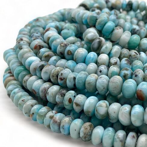 ABCGEMS Mexican Blue Angel Hemimorphite Beads- Rarest Color (Grade AAA - Uniform Color- Excellent Clarity & Luster) Crystal Energy DIY Jewelry Making Smooth Rondelle 8mm in Kuwait