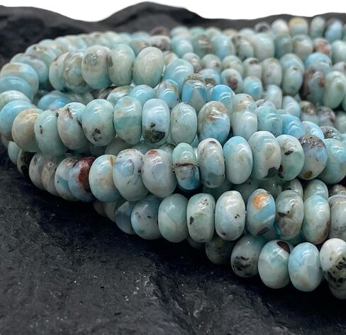 ABCGEMS Mexican Blue Angel Hemimorphite Beads- Rarest Color (Grade AAA - Uniform Color- Excellent Clarity & Luster) Crystal Energy DIY Jewelry Making Smooth Rondelle 8mm in Kuwait
