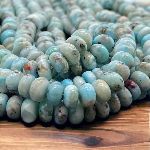 ABCGEMS Mexican Blue Angel Hemimorphite Beads- Rarest Color (Grade AAA - Uniform Color- Excellent Clarity & Luster) Crystal Energy DIY Jewelry Making Smooth Rondelle 8mm in Kuwait