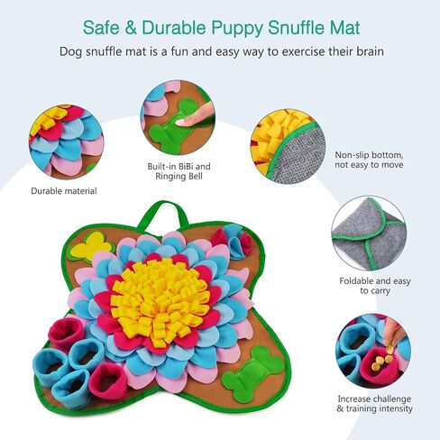 ORIA Snuffle Mat for Dogs, Interactive Sniff Mat, Dog Foraging Mat for Slow Eating, Encourages Natural Foraging Skills, Keep Busy, Dog Puzzle Toys for Large Medium Small Breed, 20''x20'' in Saudi Arabia
