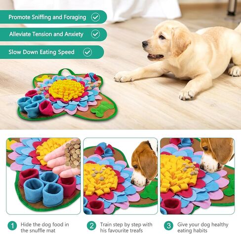 ORIA Snuffle Mat for Dogs, Interactive Sniff Mat, Dog Foraging Mat for Slow Eating, Encourages Natural Foraging Skills, Keep Busy, Dog Puzzle Toys for Large Medium Small Breed, 20''x20'' in Saudi Arabia