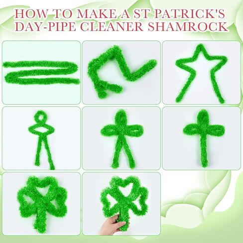 Teenyyou 24 Pcs 30mm x 39.37 Inch Extra Thick Jumbo Pipe Cleaners Bulk Giant Fur Fluffy Pipe Cleaners Chenille Stems Craft Supplies for St. Patrick Easter Gifts DIY Project(Dark Green) in Kuwait