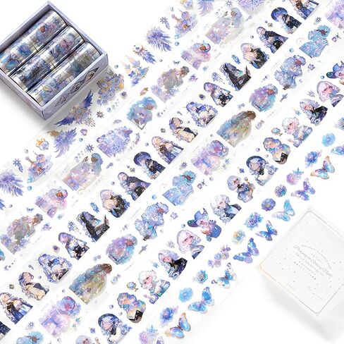 6 Rolls pet Tape Stickers for journaling Pre-Cut pet Washi Tape Stickers for Scrapbooking People Stickers Tape journaling Girl Pattern Sticker Rolls for Scrapbooking in Kuwait