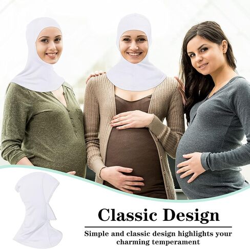 2 Pieces Modal Hijab Cap Adjustable Muslim Stretchy Turban Full Cover Shawl Cap Full Neck Coverage for Lady (Black) in Saudi Arabia