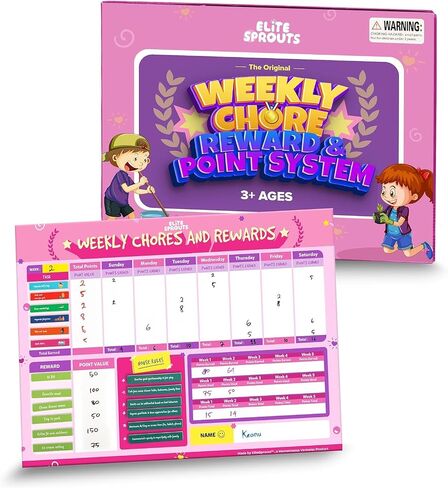 Magnetic Chore Chart for Kids - 40c X 30 cm Dry Erase Chore Board with Dry Erase Markers, Responsibility Chart for Kids with Magnets (Pink) in Saudi Arabia