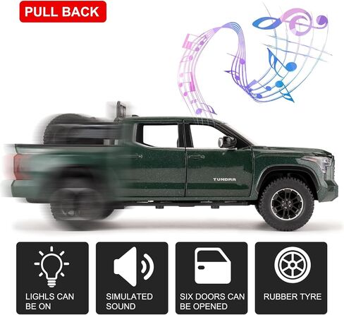 1:24 Tundra Off-Road Pickup Car Model, Pull Back Diecast Truck Toy with Sounds＆Lights for Kids Boys Girls and Adults, Gift Red in Saudi Arabia