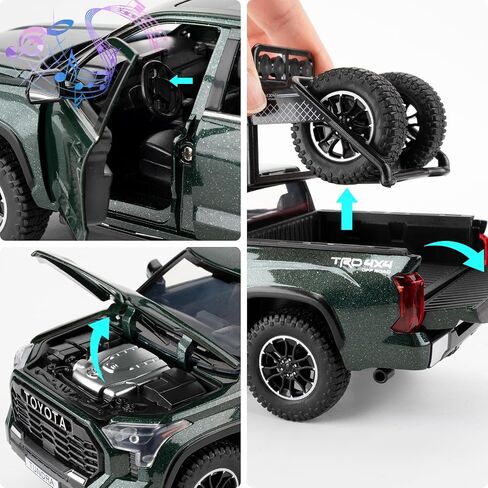 1:24 Tundra Off-Road Pickup Car Model, Pull Back Diecast Truck Toy with Sounds＆Lights for Kids Boys Girls and Adults, Gift Red in Saudi Arabia