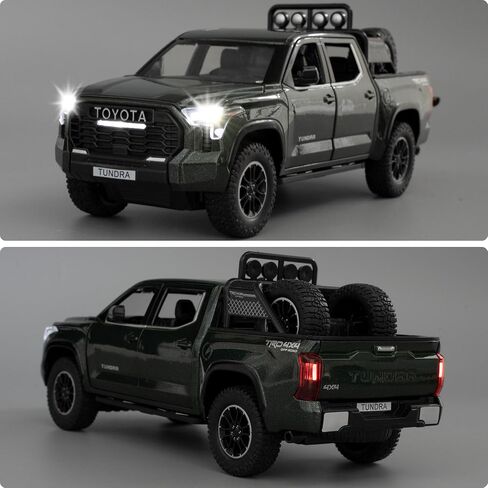 1:24 Tundra Off-Road Pickup Car Model, Pull Back Diecast Truck Toy with Sounds＆Lights for Kids Boys Girls and Adults, Gift Red in Saudi Arabia