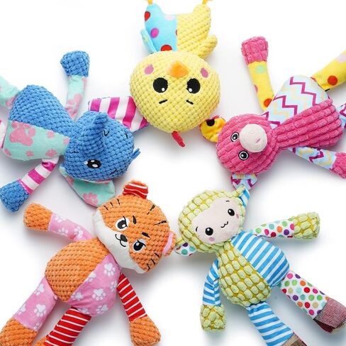 Nocciola 5 Packs Small Medium Dog Squeaky Toys, 5 Funny Strange Squeak Sounds for Different Animals, Durable Stuffed Teething Dog Toys to Keep Them Busy, Dog Accessories Girl for Medium Small Puppies in Saudi Arabia