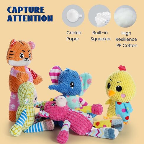 Nocciola 5 Packs Small Medium Dog Squeaky Toys, 5 Funny Strange Squeak Sounds for Different Animals, Durable Stuffed Teething Dog Toys to Keep Them Busy, Dog Accessories Girl for Medium Small Puppies in Saudi Arabia