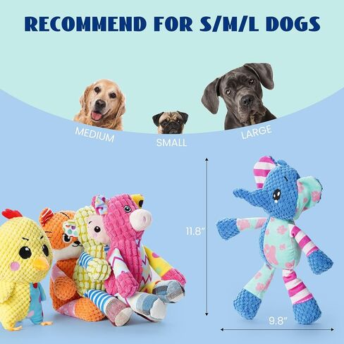 Nocciola 5 Packs Small Medium Dog Squeaky Toys, 5 Funny Strange Squeak Sounds for Different Animals, Durable Stuffed Teething Dog Toys to Keep Them Busy, Dog Accessories Girl for Medium Small Puppies in Saudi Arabia