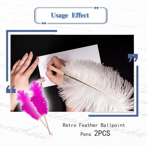 Feather Pen, Black Ink Ballpoint Pen, Wedding Signing Pen for Guest Signature, Wedding Bridal Party Favors, Office Business Gift Pens, Office Writing (White, 2 Pcs) in Saudi Arabia