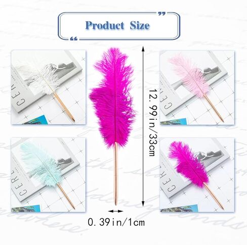 Feather Pen, Black Ink Ballpoint Pen, Wedding Signing Pen for Guest Signature, Wedding Bridal Party Favors, Office Business Gift Pens, Office Writing (White, 2 Pcs) in Saudi Arabia