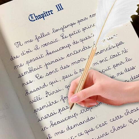 Feather Pen, Black Ink Ballpoint Pen, Wedding Signing Pen for Guest Signature, Wedding Bridal Party Favors, Office Business Gift Pens, Office Writing (White, 2 Pcs) in Saudi Arabia