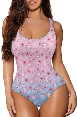Monokini for Women Sexy Scoop Neck Bathing Suits One Piece High Waisted Swimsuits for Swimming Spa in Kuwait