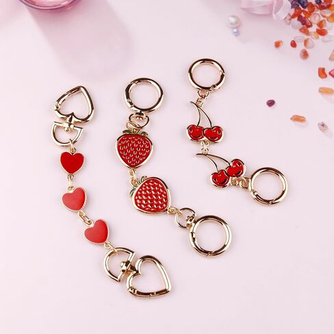 Purse Strap Extender Bag Extender Chain Purse Straps Replacement Chain for Handbags Shoulder Bag Charms Accessories (Red Heart, Cherry, Strawberry) 3Pcs in Saudi Arabia